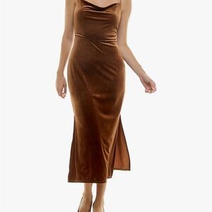 Elegant Taylor Copper Brown Velvet Dress